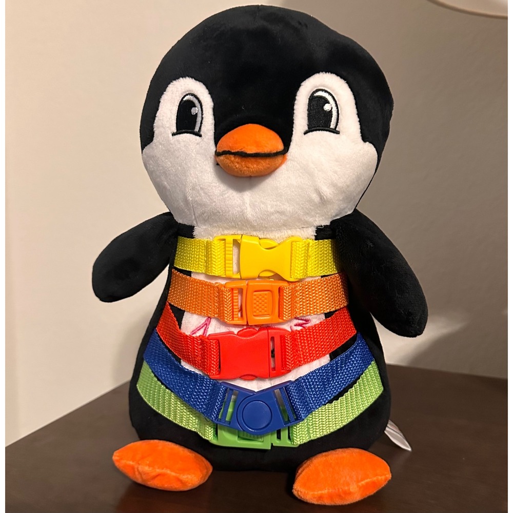 Buckle Toy Blizzard Penguin Plush Sensory Toddler Educational Toy Black 11 Inch